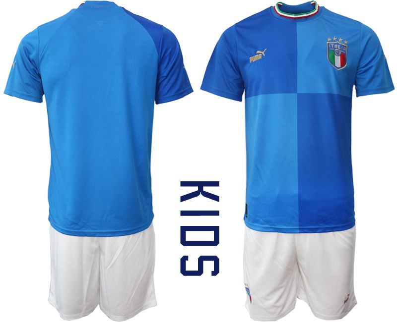 Youth 2022 World Cup National Team Italy home blue blank Soccer Jerseys->youth soccer jersey->Youth Jersey